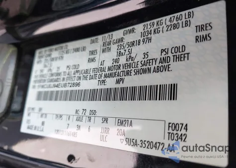 2014 Ford Escape Titanium из США, поврежденный, VIN 1FMCU0J94EUB72896